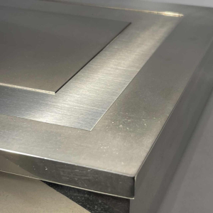 Giacomo Sinopoli for Liwan's, modernist storage/jewelry box, steel & blue glass, 1970s