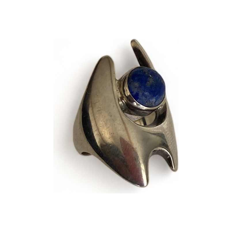 Georg Jensen pour Henning Koppel, bague en argent massif sertie d'un lapis-lazuli (n°139)
