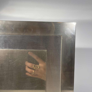 Giacomo Sinopoli for Liwan's, modernist storage/jewelry box, steel & blue glass, 1970s