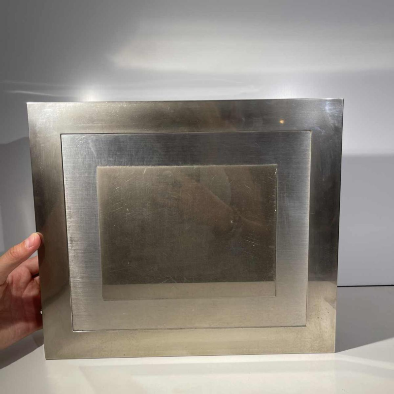 Giacomo Sinopoli for Liwan's, modernist storage/jewelry box, steel & blue glass, 1970s