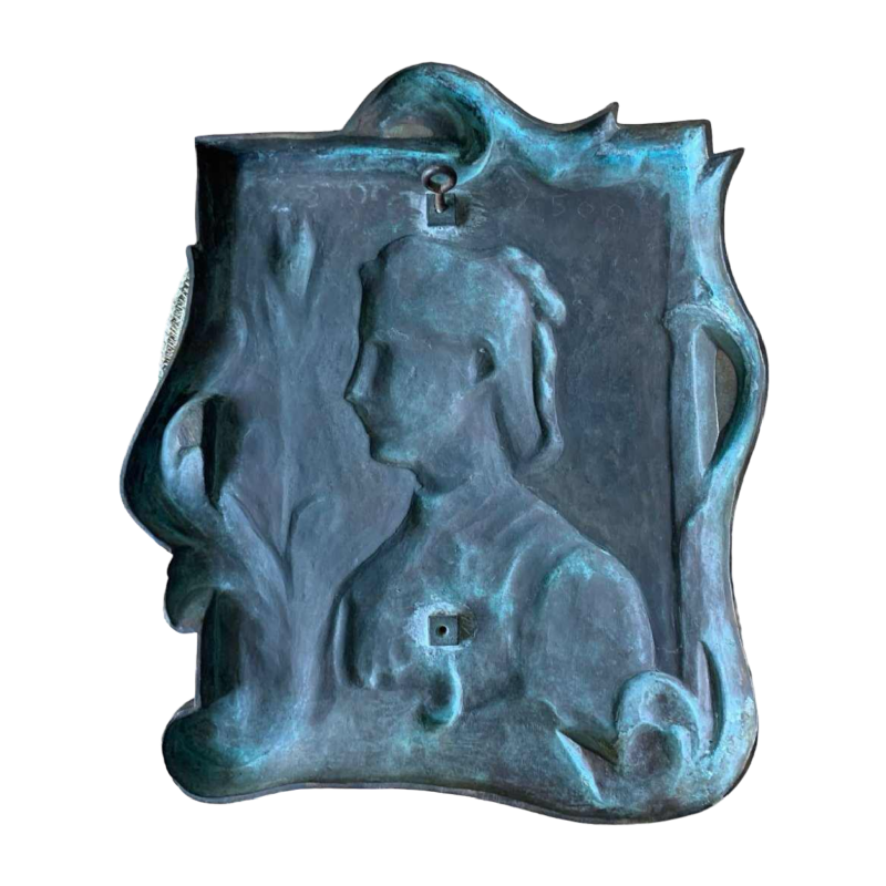 L. Gobert "Portrait de Jeune femme" sculpture bas-relief en bronze Art Nouveau