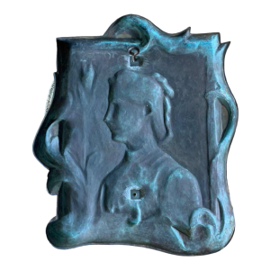 L. Gobert "Portrait de Jeune femme" sculpture bas-relief en bronze Art Nouveau