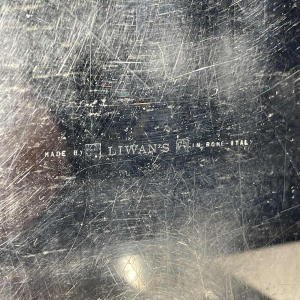 Giacomo Sinopoli voor Liwan's, modernistische opberg-/sieradendoos, staal en blauw glas, jaren 70