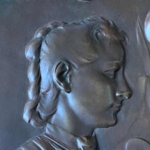 L. Gobert "Portret van een jonge vrouw" bronzen bas-reliëf sculptuur Art Nouveau