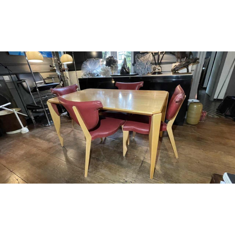 DICK EVERS for LEOLUX, Memphis Set 'Xingu' Table & 4 'Giselle' Chairs, 1993