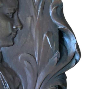 L. Gobert "Portrait de Jeune femme" sculpture bas-relief en bronze Art Nouveau