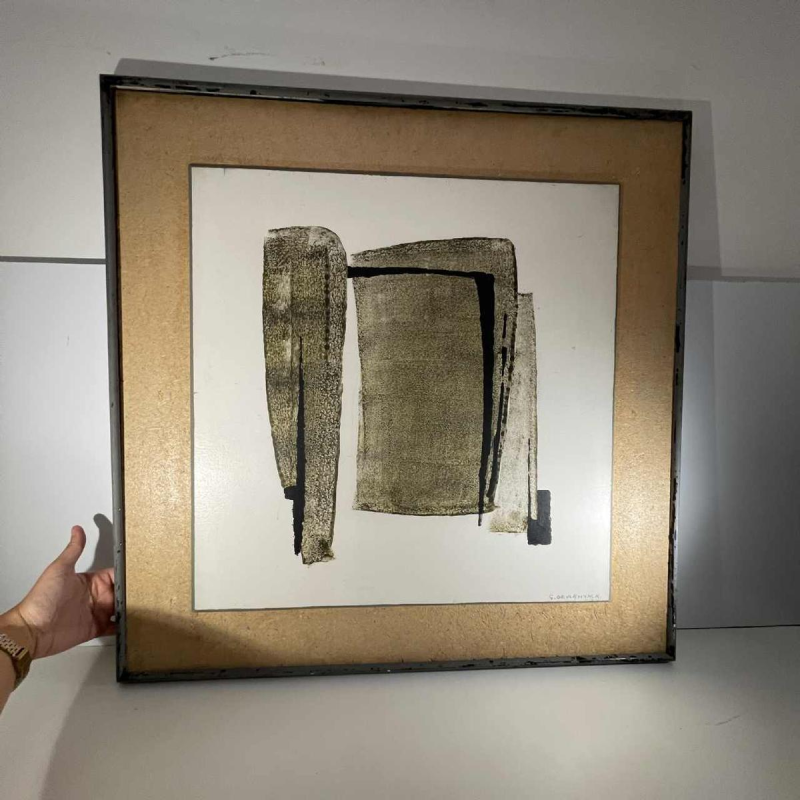 Georges (Géo) De Vlamynck, tableau abstrait, huile sur panneau, ca 1960