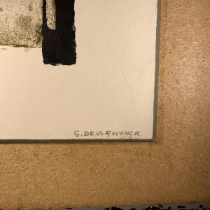 Georges (Géo) De Vlamynck, tableau abstrait, huile sur panneau, ca 1960