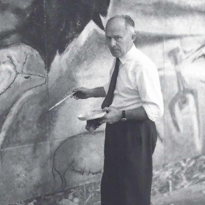 Georges (Géo) De Vlamynck, abstract painting, oil on panel, ca 1960