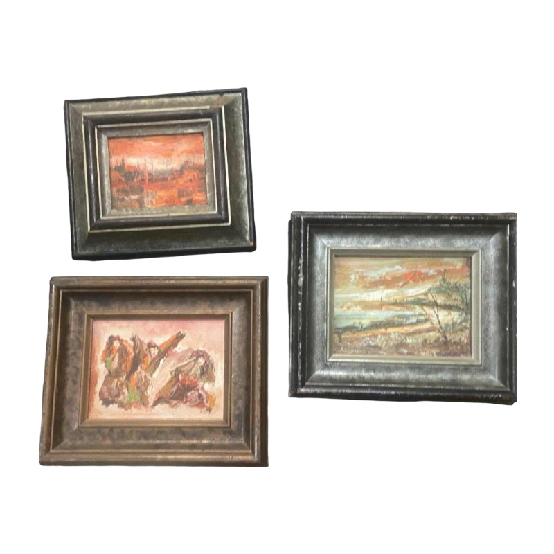 Series of 3 small paintings by Zoltan Perelmutter expressionism