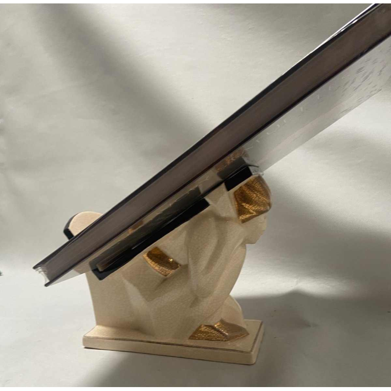 Gekraakte aardewerken boekhouder gesigneerd Hadji, editie gesigneerd Jouvenia