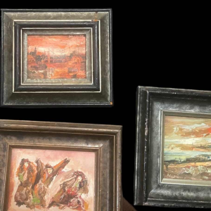 Series of 3 small paintings by Zoltan Perelmutter expressionism