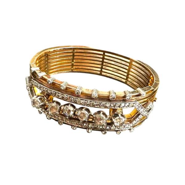 Yellow gold bracelet with rose-cut diamonds, 20th century