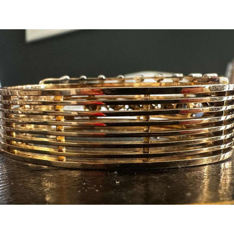 Yellow gold bracelet with rose-cut diamonds, 20th century