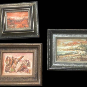 Série de 3 petits tableaux de Zoltan Perelmutter expressionnisme