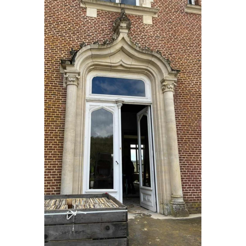 Limestone castle doorframe, 19th century Gothic style