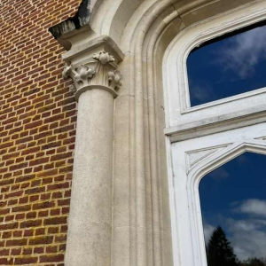 Limestone castle doorframe, 19th century Gothic style
