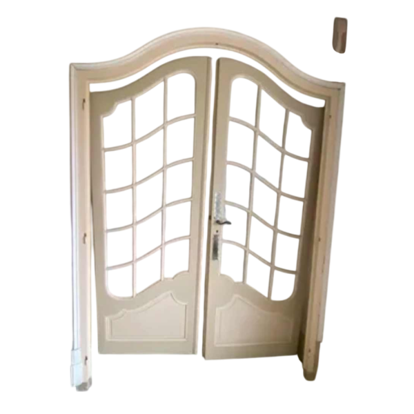 Louis XV style double arched glazed door, bevelled glass, 20th century