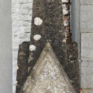 Large pinnacle, column capital, chapel coping stone, limestone, Gothic style, 19th century