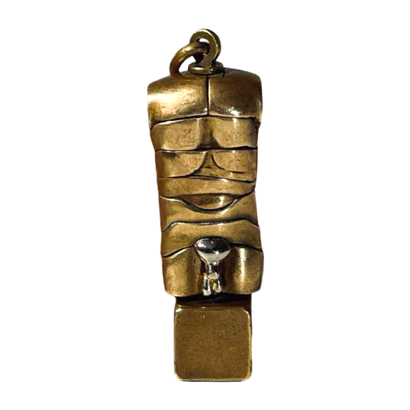 Miguel Berrocal “Micro David“ pendant jewel / removable sculpture, bronze / silver, ca 1970