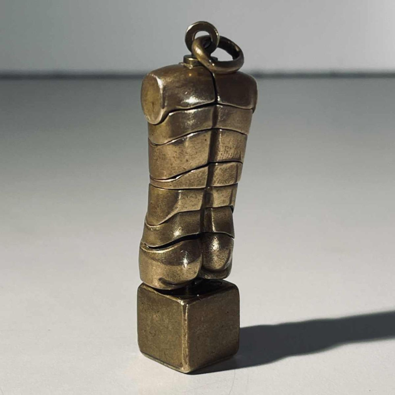 Miguel Berrocal “Micro David” pendant jewelry / detachable sculpture, bronze / silver, ca 1970