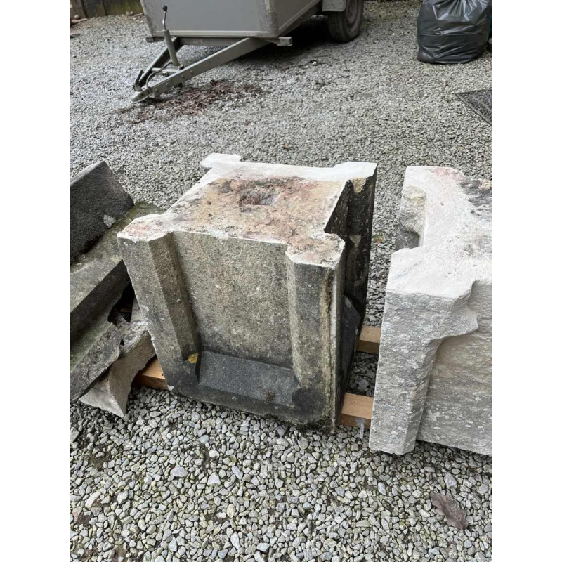 Large pinnacle, column capital, chapel coping stone, limestone, Gothic style, 19th century