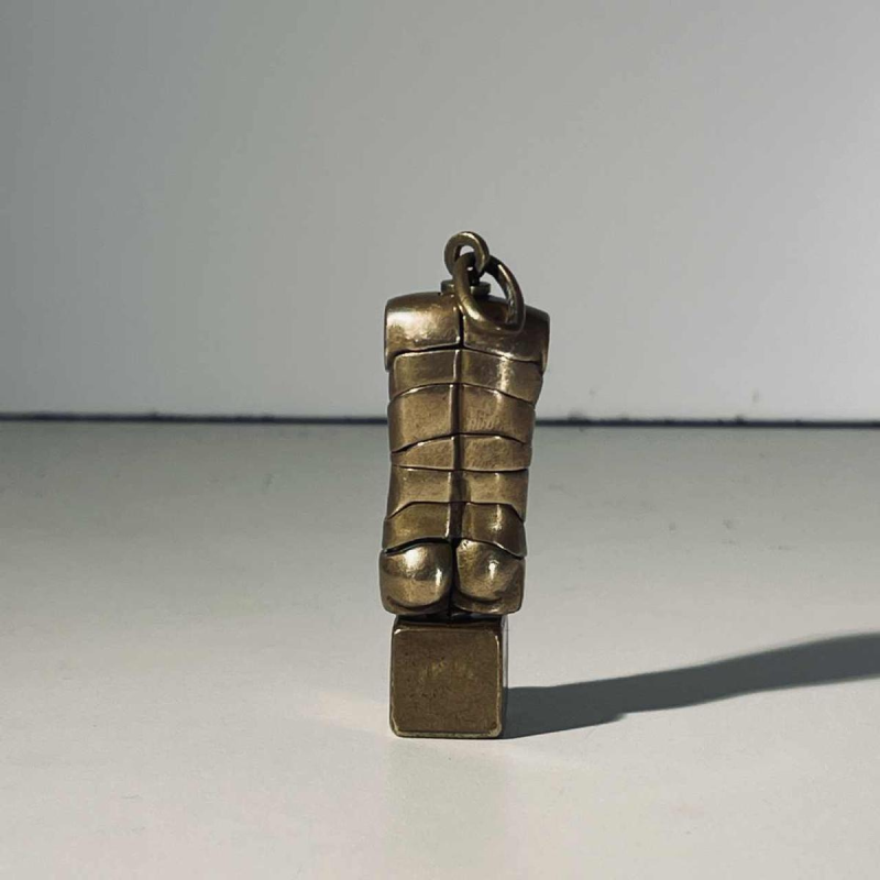 Miguel Berrocal “Micro David“ pendant jewel / removable sculpture, bronze / silver, ca 1970