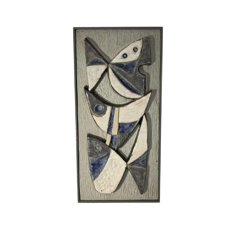 Frans Tuinstra, sculpture abstraite / cubiste bas-relief en céramique, 1972