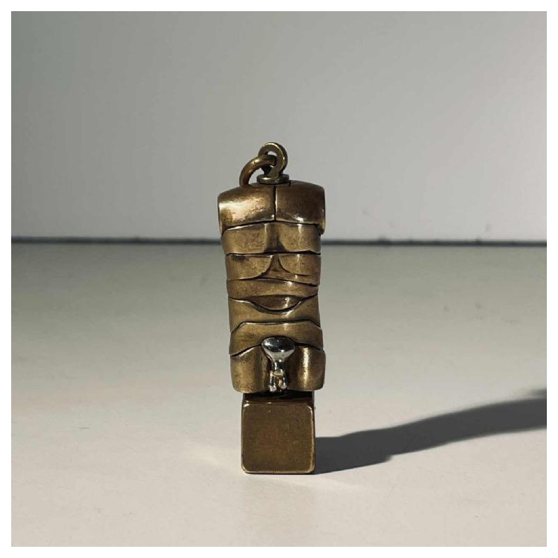 Miguel Berrocal “Micro David“ pendant jewel / removable sculpture, bronze / silver, ca 1970
