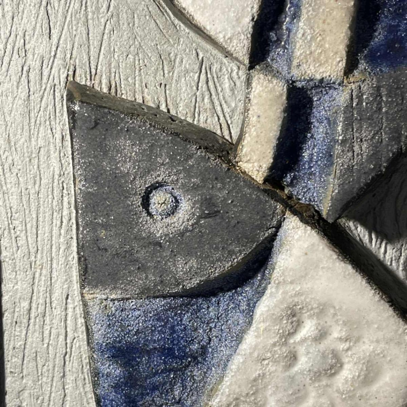 Frans Tuinstra, sculpture abstraite / cubiste bas-relief en céramique, 1972