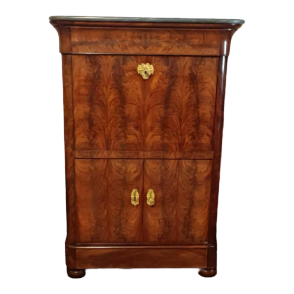 Secretary desk / drop-leaf desk, mahogany & bronze, Restoration period, 19th century