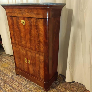 Secretary desk / drop-leaf desk, mahogany & bronze, Restoration period, 19th century