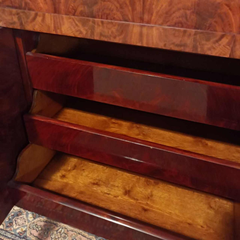 Secretary desk / drop-leaf desk, mahogany & bronze, Restoration period, 19th century