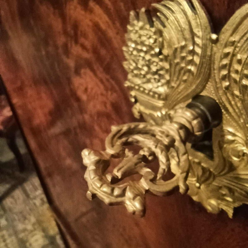 Secrétaire / Bureau à abattant, acajou & bronze, époque Restauration, XIXe s