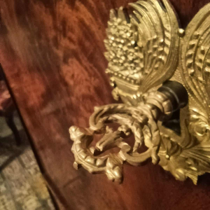 Secrétaire / Bureau à abattant, acajou & bronze, époque Restauration, XIXe s