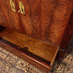 Secretary desk / drop-leaf desk, mahogany & bronze, Restoration period, 19th century