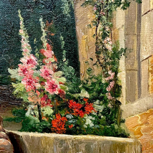 MAX CARLIER "Boerderij en Binnenplaats" Schilderij Stilleven Olieverf doek, 1910