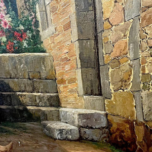 MAX CARLIER "Boerderij en Binnenplaats" Schilderij Stilleven Olieverf doek, 1910