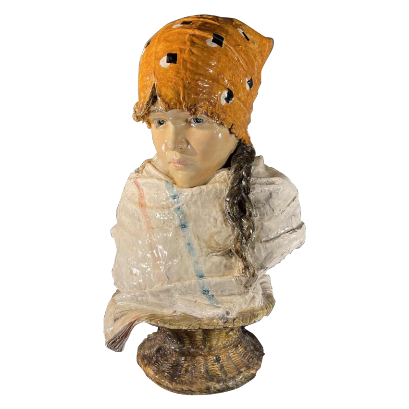 Sansebastiano & Moreno, Female Bust, Art Nouveau Ceramic Sculpture, ca 1890