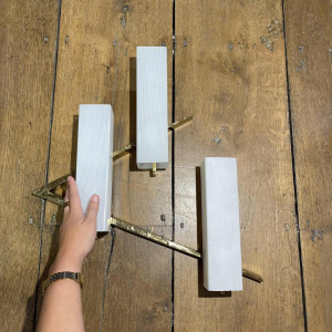 Maison Arlus, pair of asymmetrical Hollywood Regency sconces, bronze - opaline glass, ca 1970