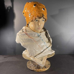 Sansebastiano & Moreno, Female Bust, Art Nouveau Ceramic Sculpture, ca 1890