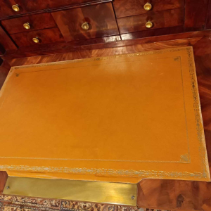 Secretary desk / drop-leaf desk, mahogany & bronze, Restoration period, 19th century