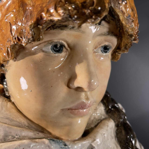 Sansebastiano & Moreno, Female Bust, Art Nouveau Ceramic Sculpture, ca 1890