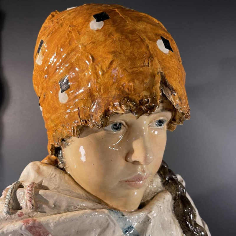 Sansebastiano & Moreno, Buste Femme, Sculpture Céramique Art Nouveau, ca 1890