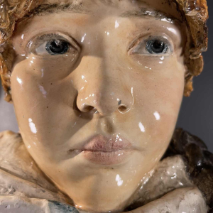 Sansebastiano & Moreno, Buste Femme, Sculpture Céramique Art Nouveau, ca 1890