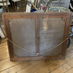 MAX CARLIER " Cour de Ferme, Basse-Cour " Tableau Peinture Huile sur toile, 1910