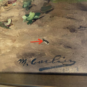 MAX CARLIER " Cour de Ferme, Basse-Cour " Tableau Peinture Huile sur toile, 1910