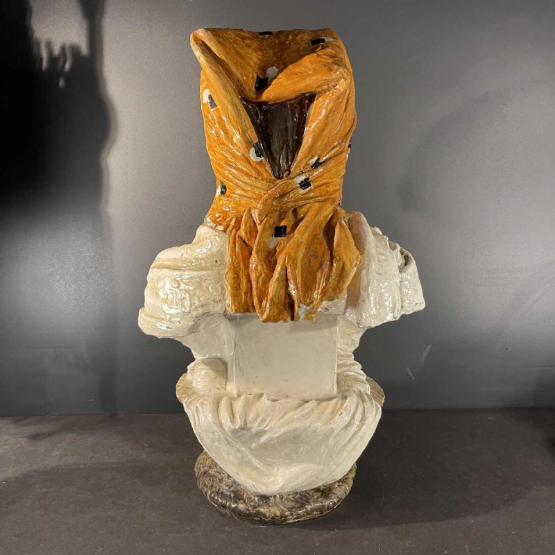 Sansebastiano & Moreno, Buste Femme, Sculpture Céramique Art Nouveau, ca 1890