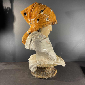 Sansebastiano & Moreno, Female Bust, Art Nouveau Ceramic Sculpture, ca 1890