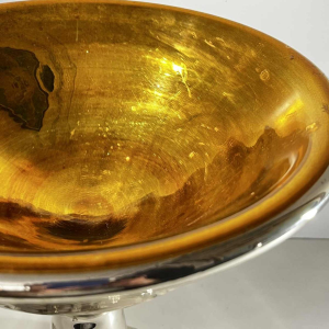 A blown mercury and gilt glass bowl, known as "sulfide" glass, with acid-etched floral decoration, late 19th century